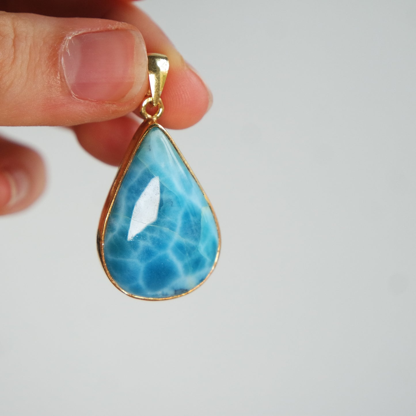 Larimar Anhänger GOLD 925 silber Vergoldet ~ L125