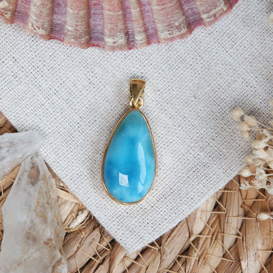 Larimar Anhänger GOLD 925 silber Vergoldet ~ L99