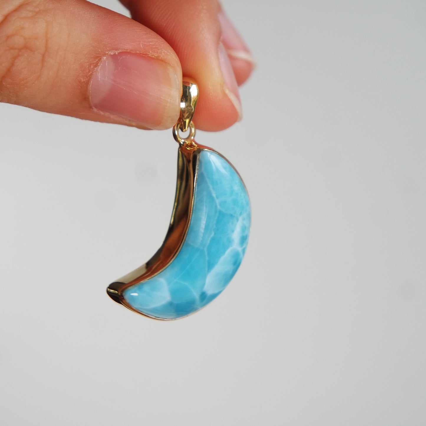 Larimar Anhänger GOLD 925 silber Vergoldet ~ L153