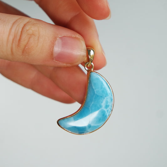 Larimar Anhänger GOLD 925 silber Vergoldet ~ L153