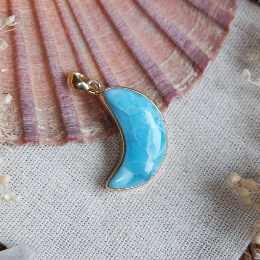 Larimar Anhänger GOLD 925 silber Vergoldet ~ L153