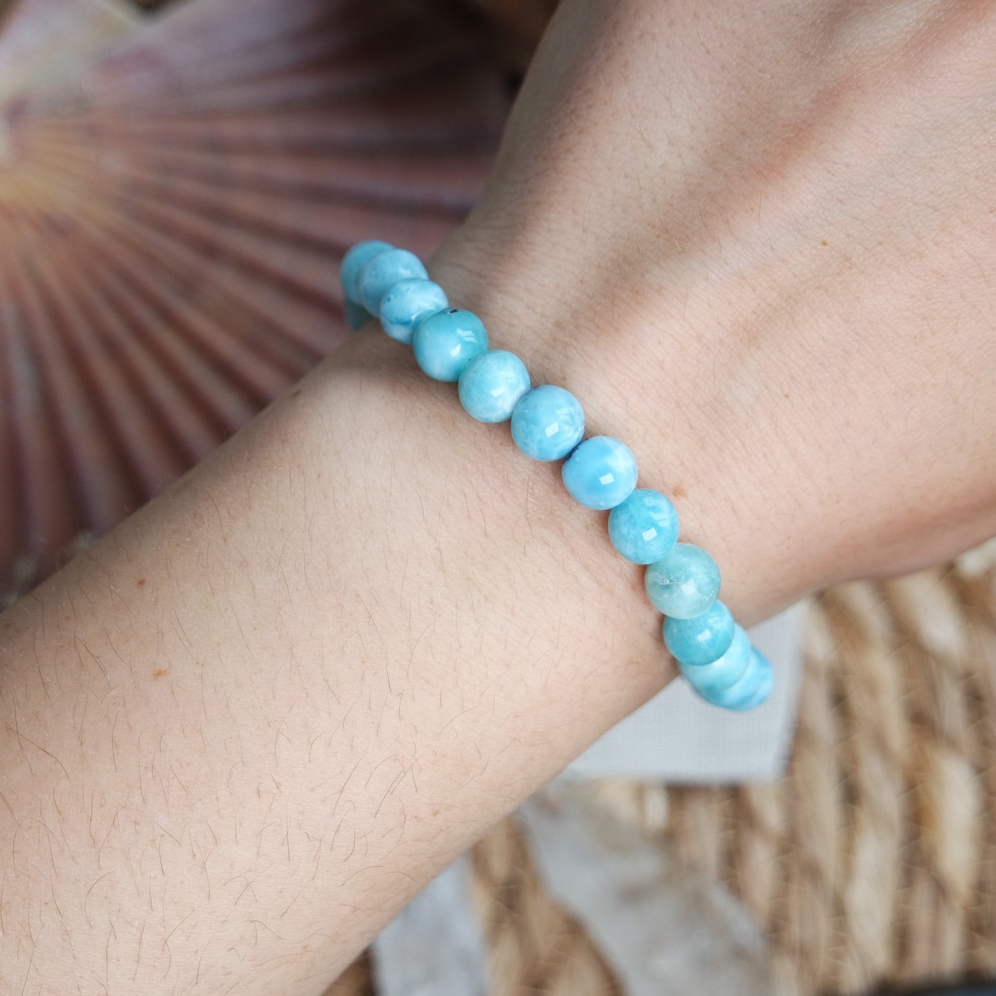 Larimar Gummi Armband ca. 16,5cm ~ L148