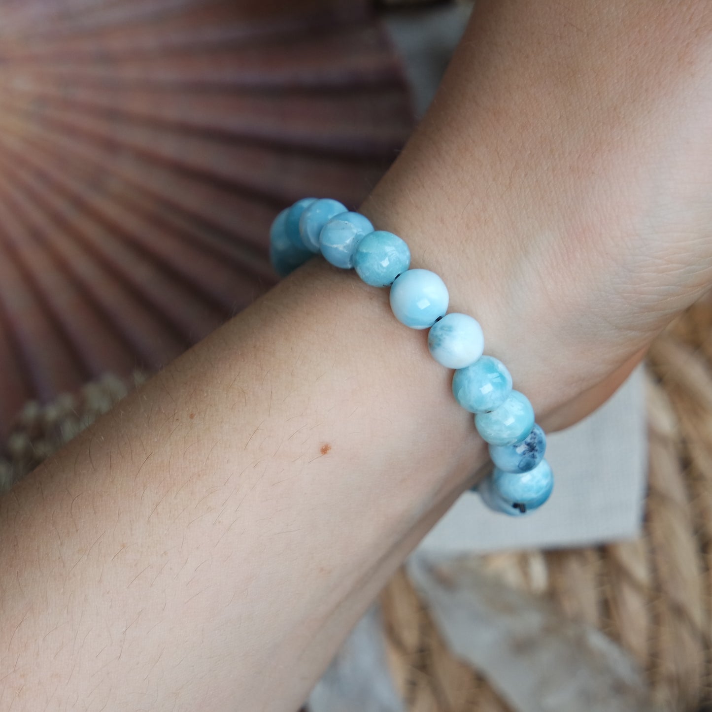 Larimar Gummi Armband ca. 16cm ~ L149