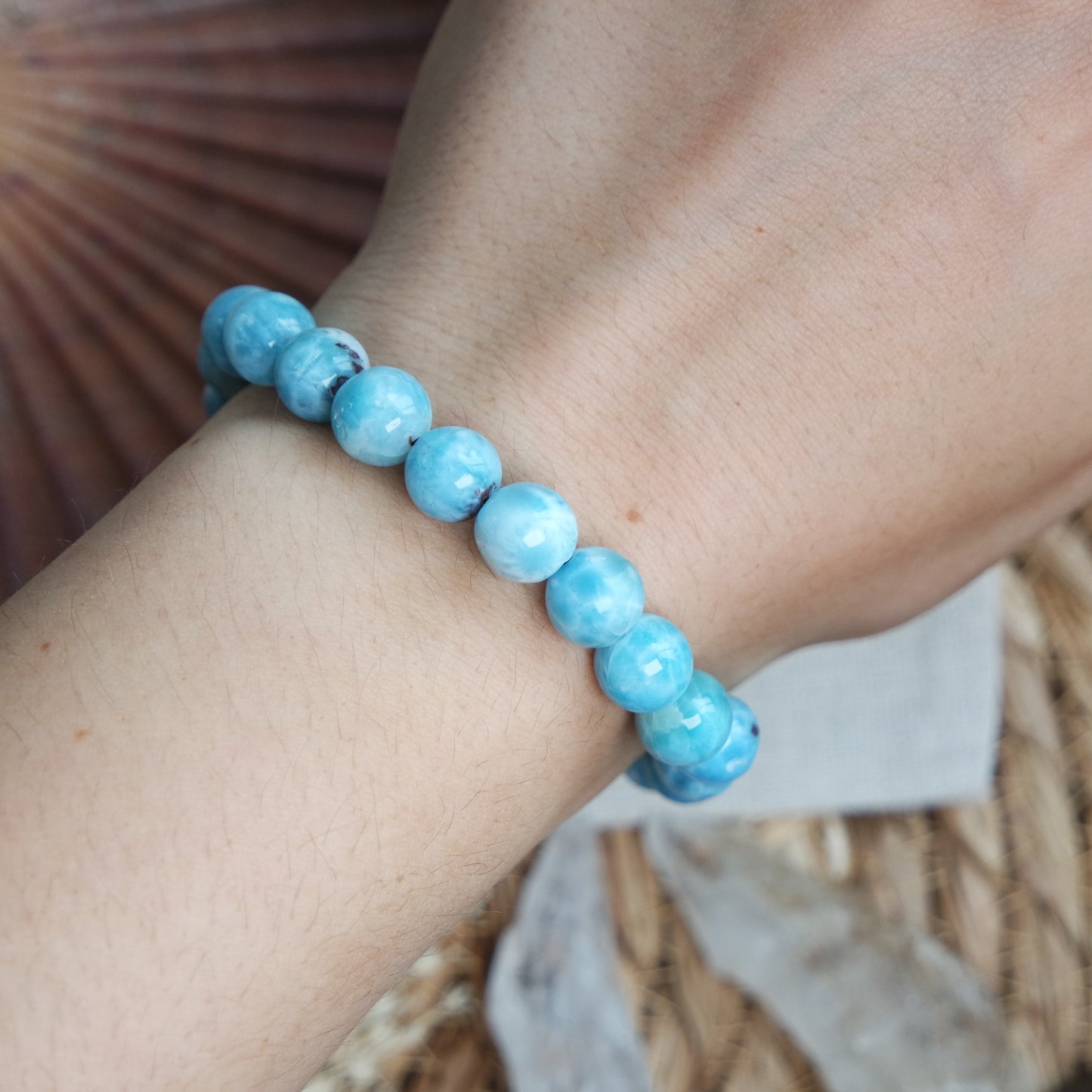Larimar Gummi Armband ca. 17,5cm ~ L205