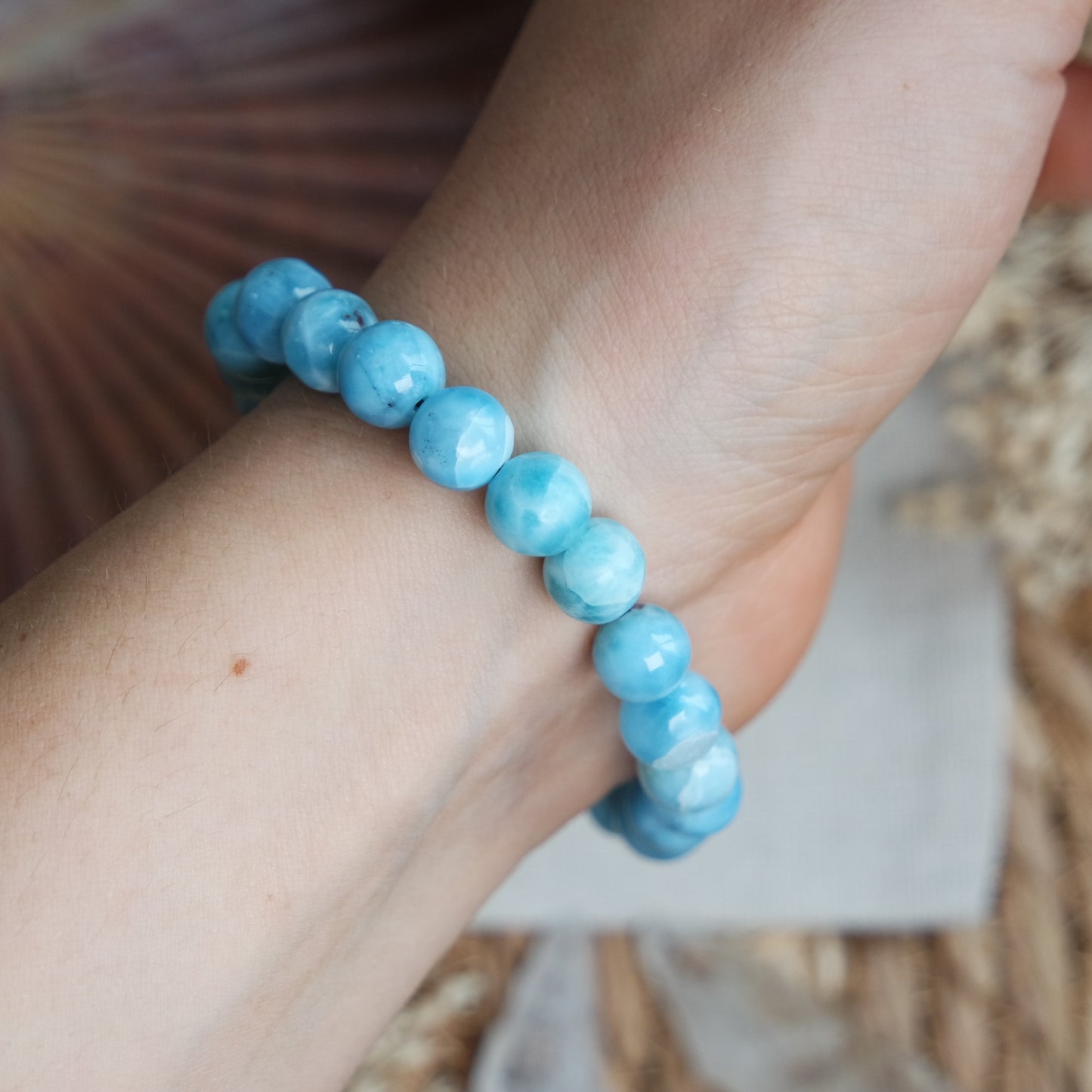 Larimar Gummi Armband ca. 17,5cm ~ L205