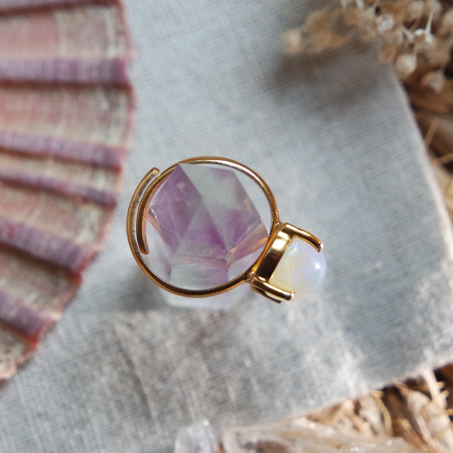 Äthiopischer Opal Ring GOLD 925 Silber vergoldet ~ OA204