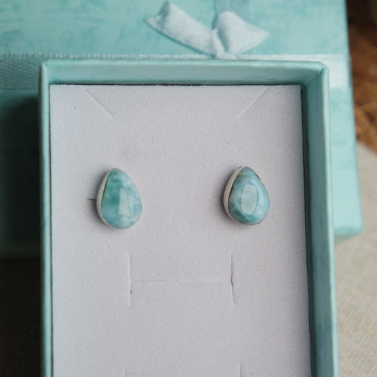 Tropfen Larimar Ohrstecker 925 Silber ~ OL45