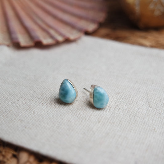 Tropfen Larimar Ohrstecker 925 Silber ~ OL45