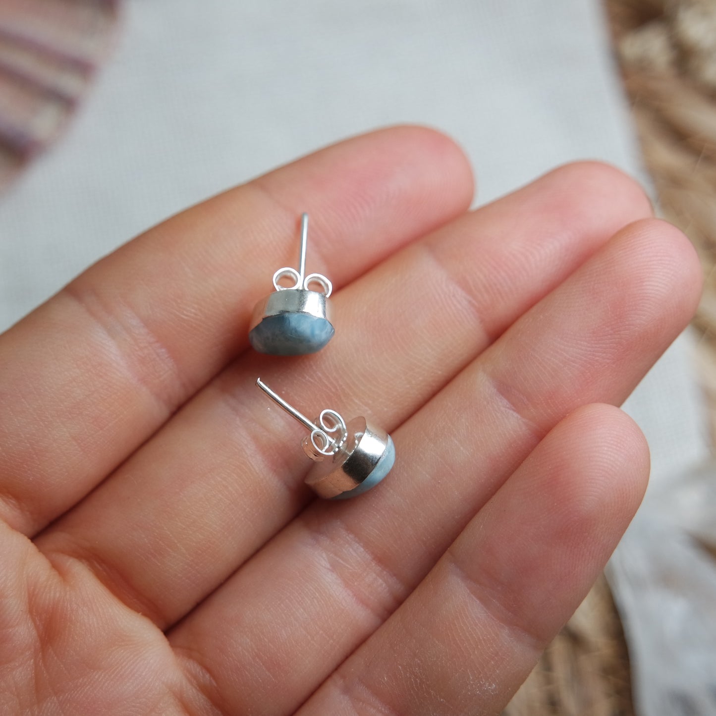 Tropfen Larimar Ohrstecker 925 Silber ~ OL45