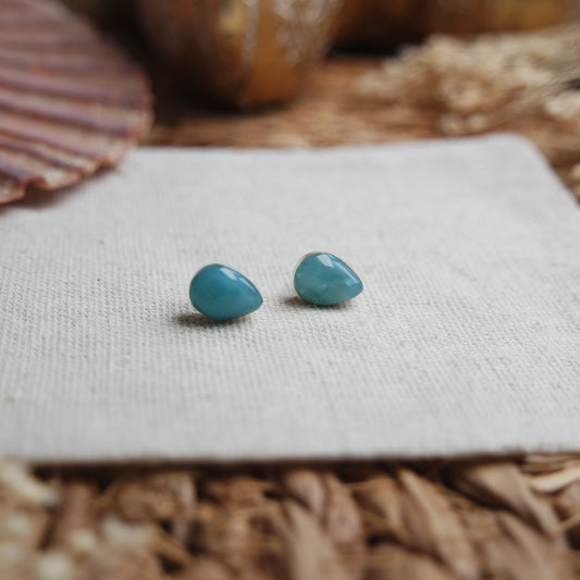 Tropfen Larimar Ohrstecker 925 Silber ~ OM45