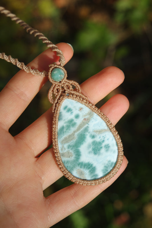 Larimar Makramee Kette