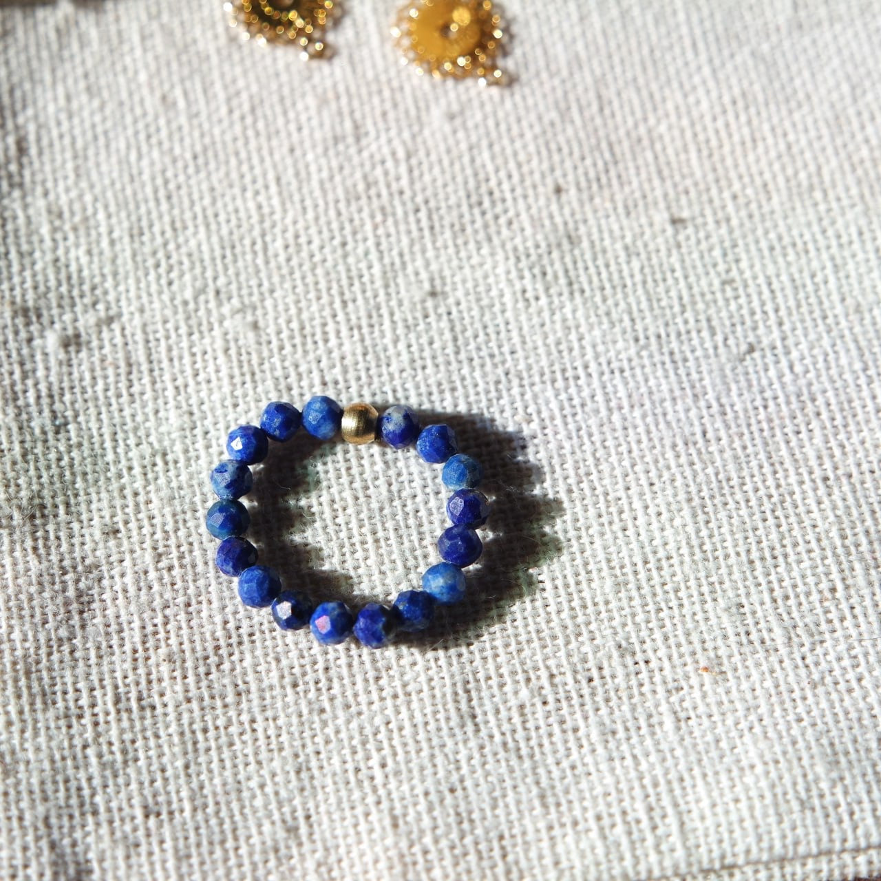 Lapislazuli Edelstein Ring Größe 52 Messing