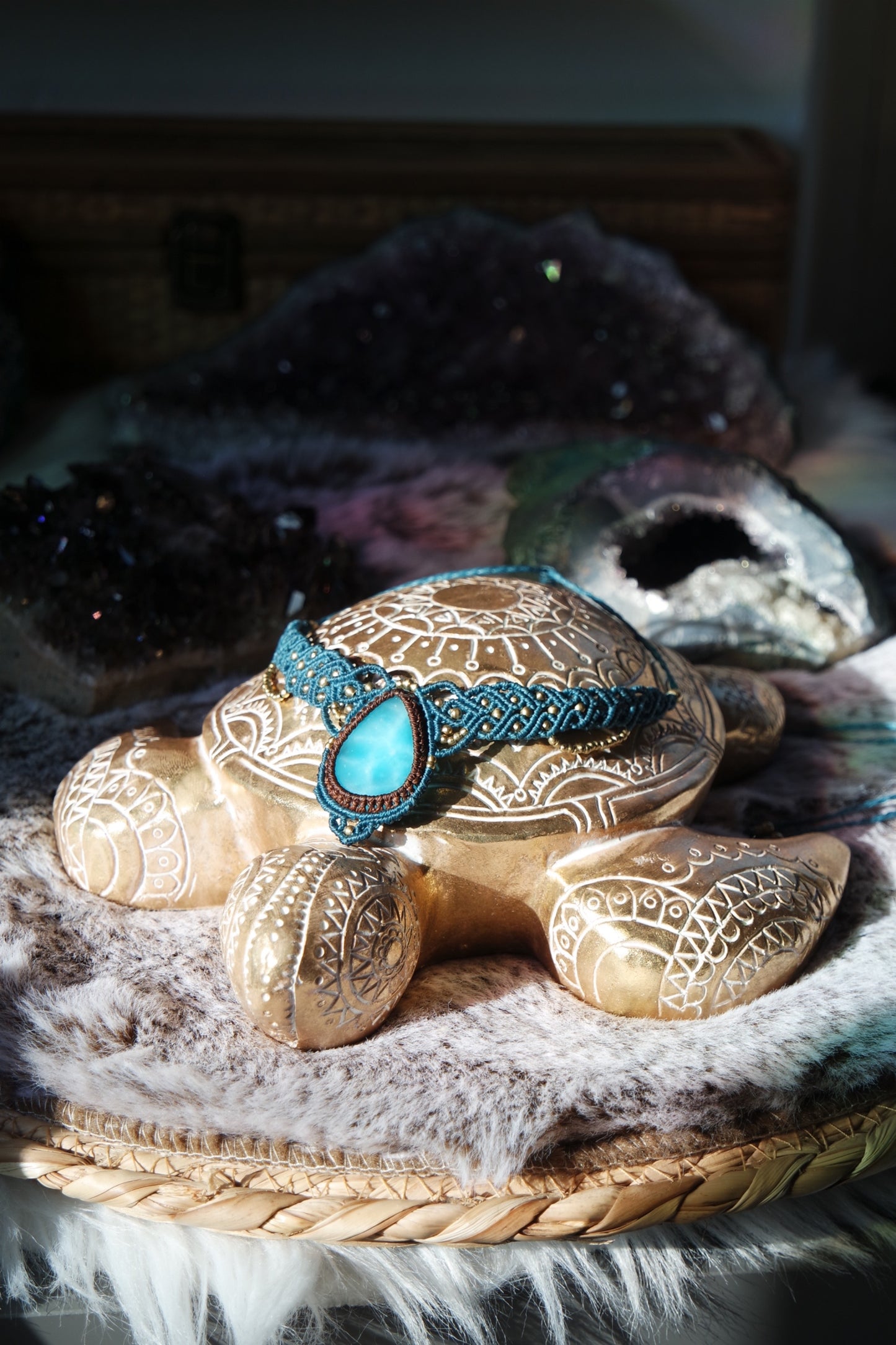 Hemimorphit Makramee kette ~ Collier