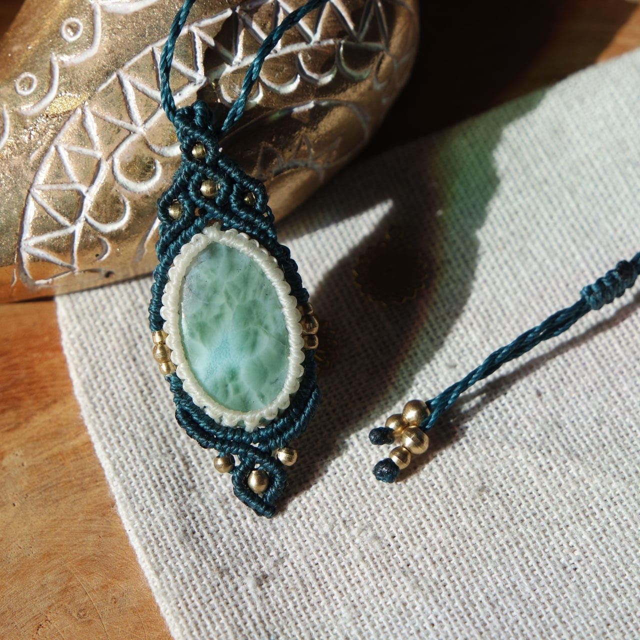 Larimar Makramee Kette blau