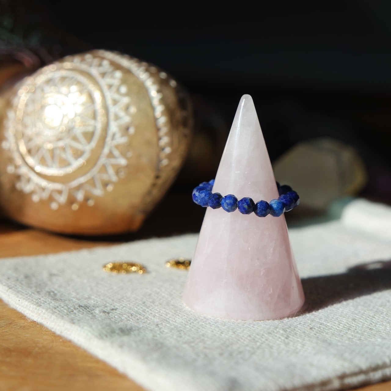 Lapislazuli Edelstein Ring Größe 52 Messing