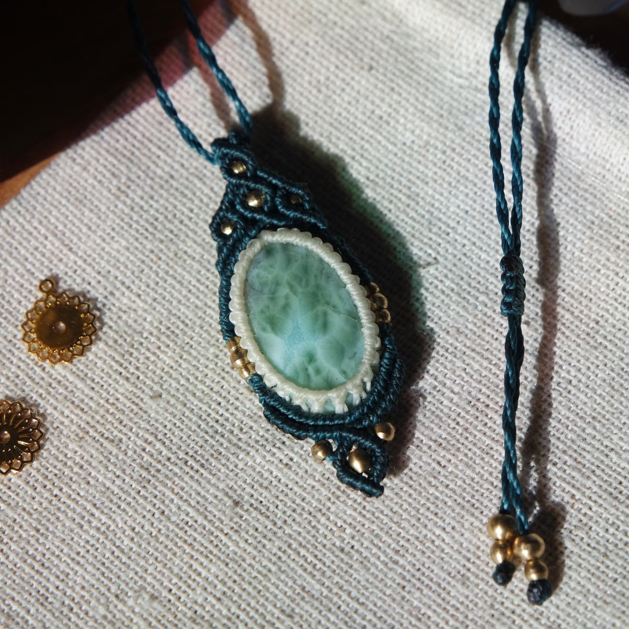 Larimar Makramee Kette blau