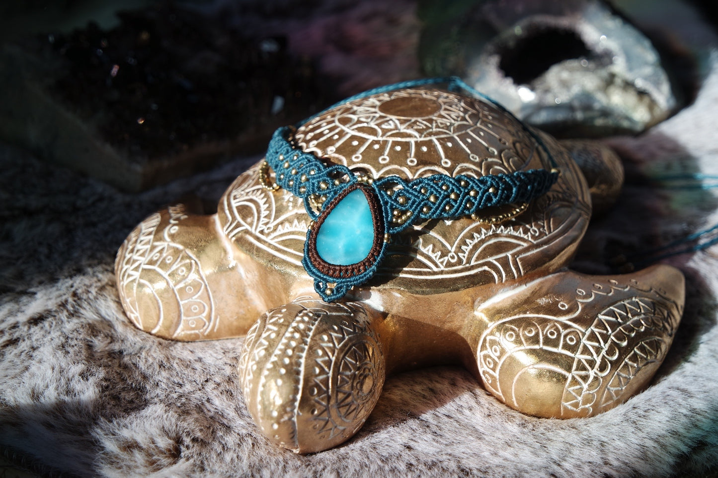 Hemimorphit Makramee kette ~ Collier