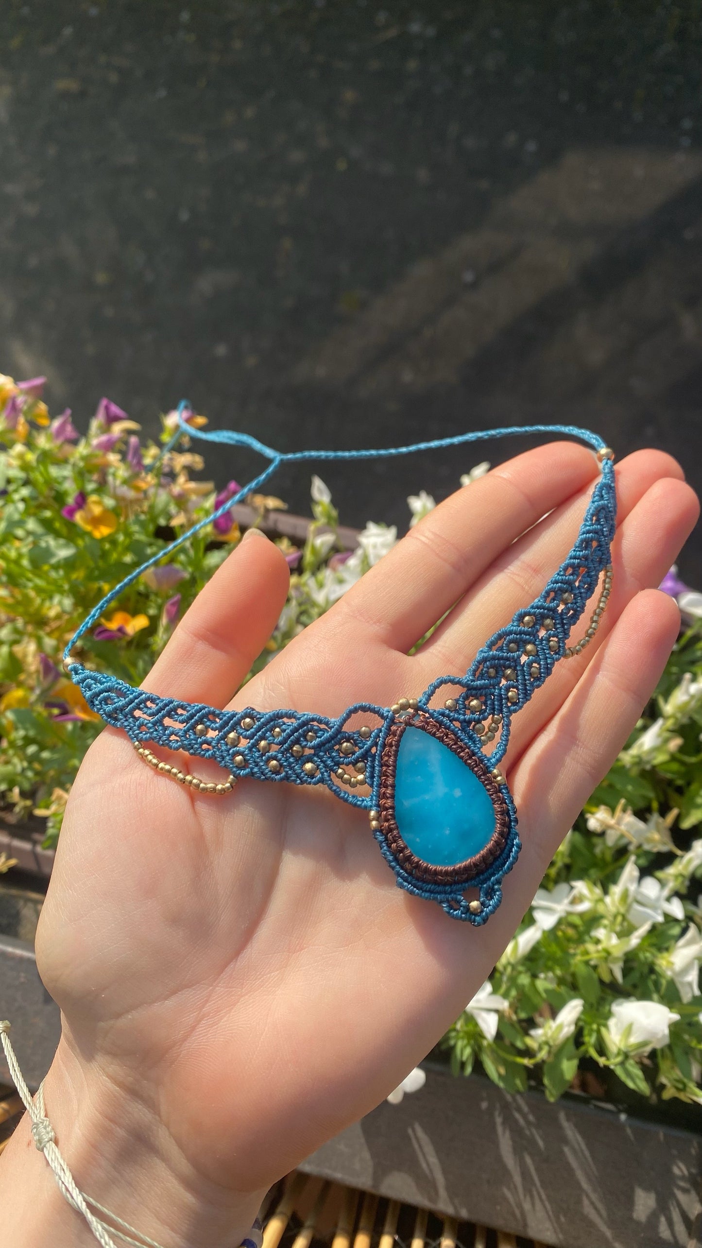 Hemimorphit Makramee kette ~ Collier