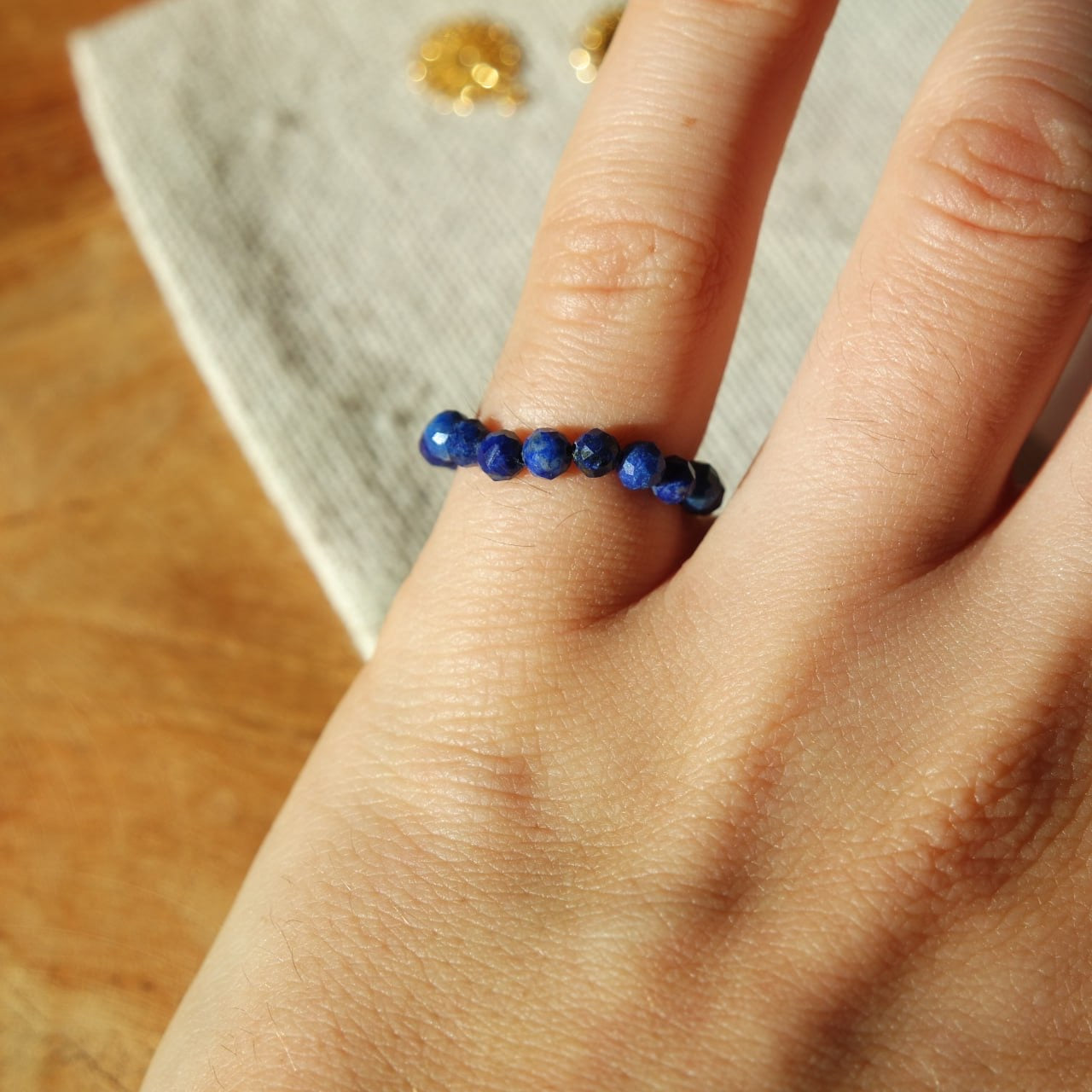 Lapislazuli Edelstein Ring Größe 52 Messing