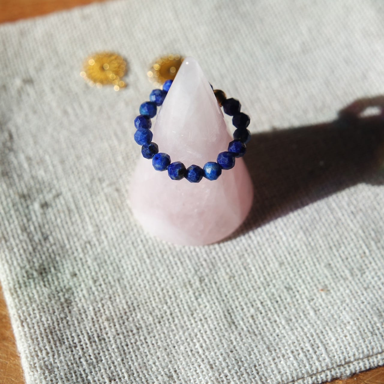 Lapislazuli Edelstein Ring Größe 52 Messing