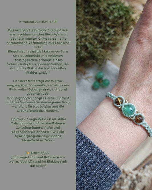 Crysopras & Bernstein Makramee Armand ~ GOLDWALD