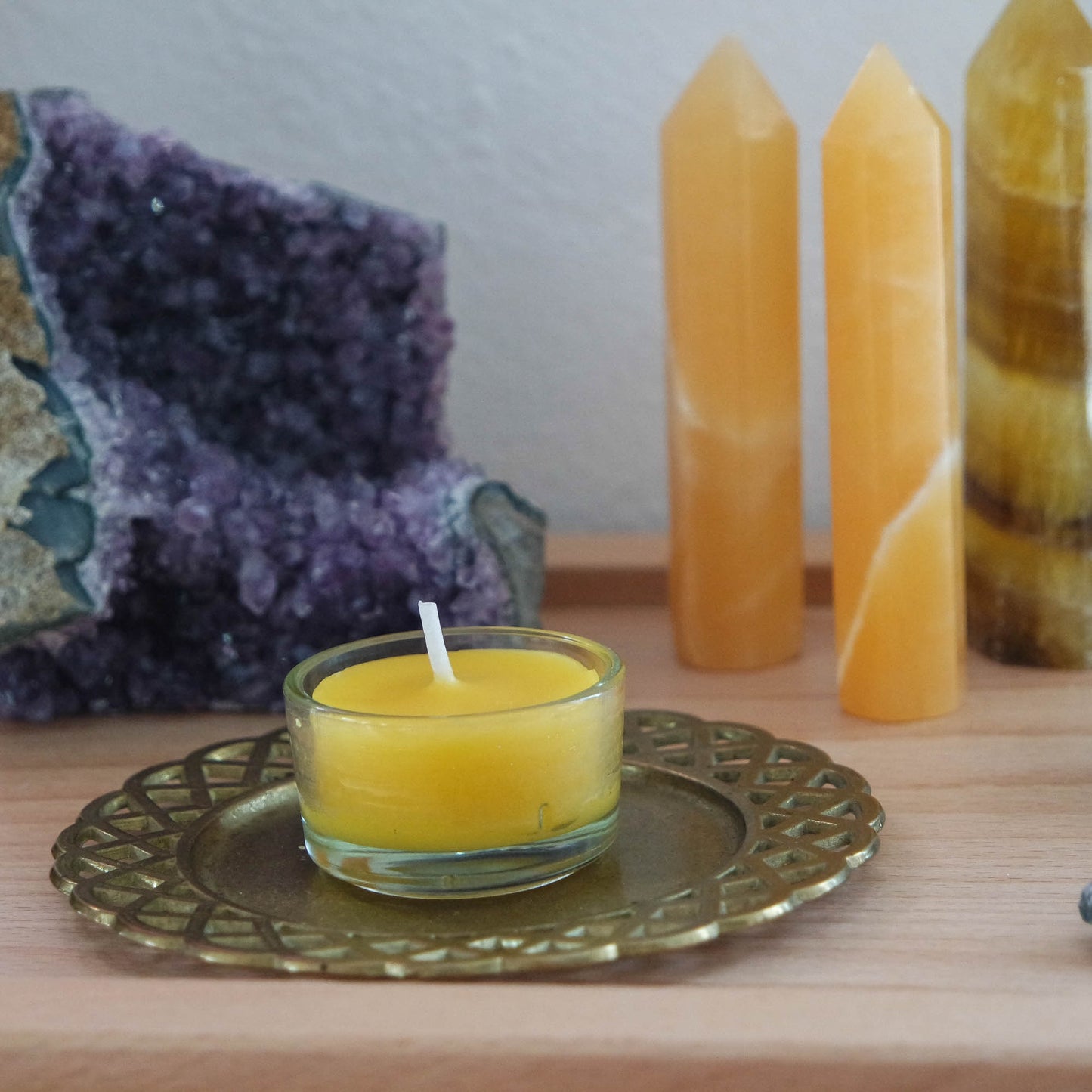 Bienenwachsteelicht im Glas