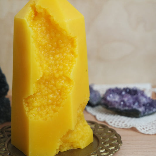 Kristall Druzy Bienenwachskerze