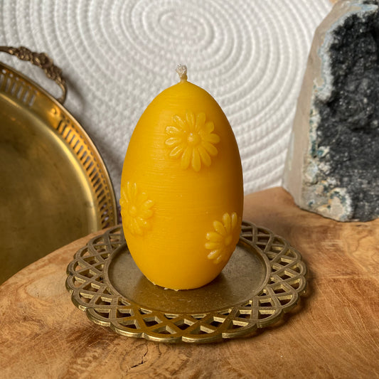 Osterei mit Blumen Bienenwachskerze