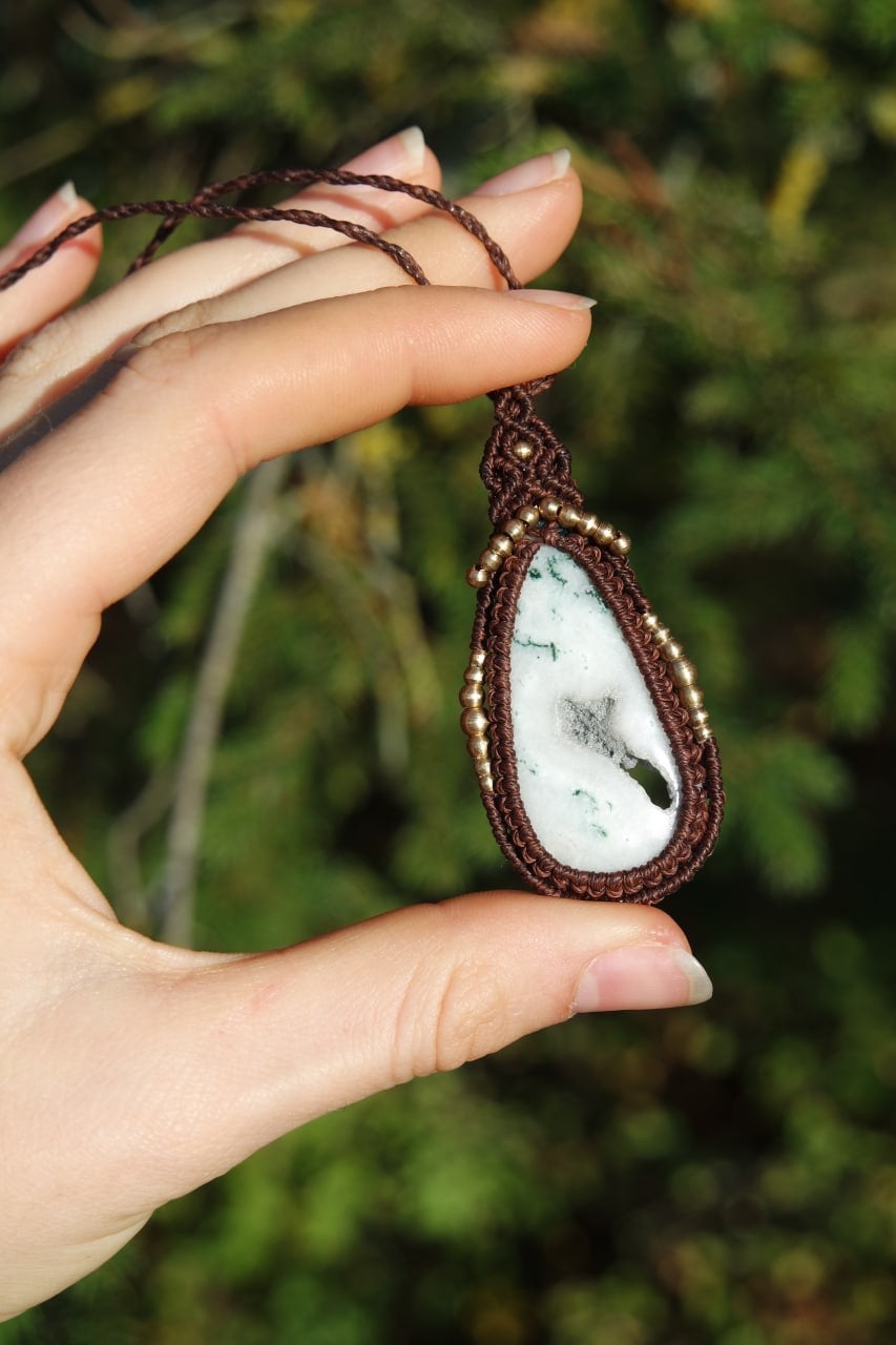 Baumachat makramee Kette ~ 62W