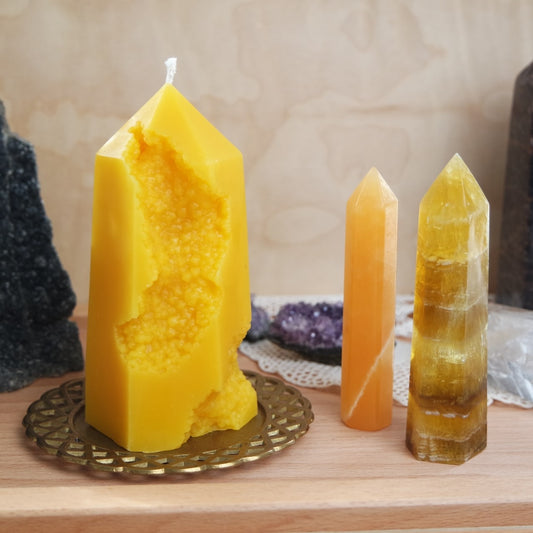 Kristall Druzy Bienenwachskerze