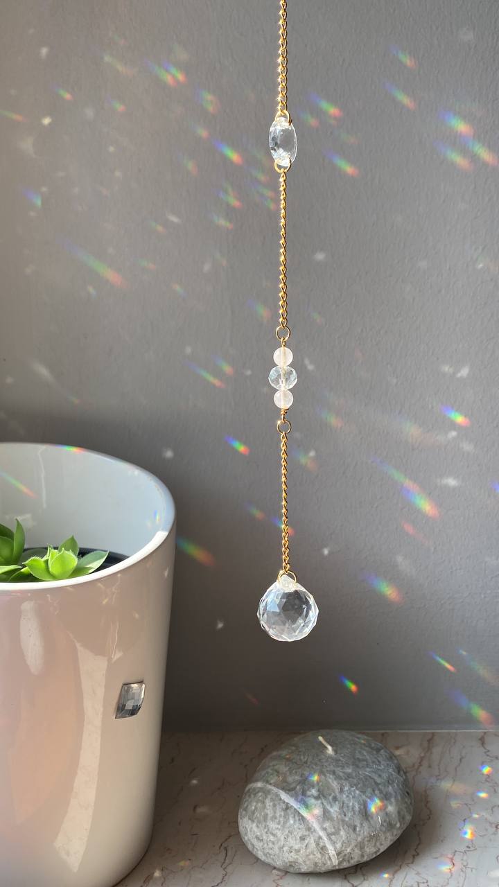 Rosenquarz Mini Sonnenfänger Design LILI Gold oder Silber