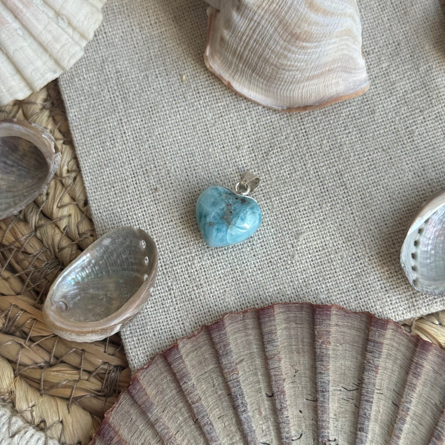 Larimar Herz Anhänger 925 silber ~ Hi45