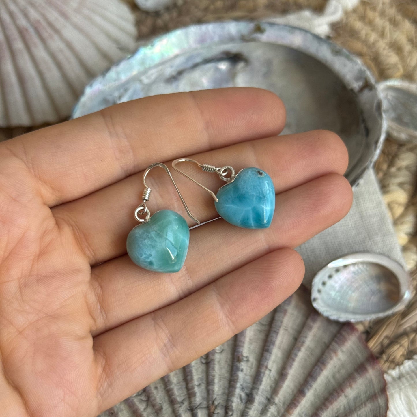 Larimar Herz Ohrringe ~ BN95