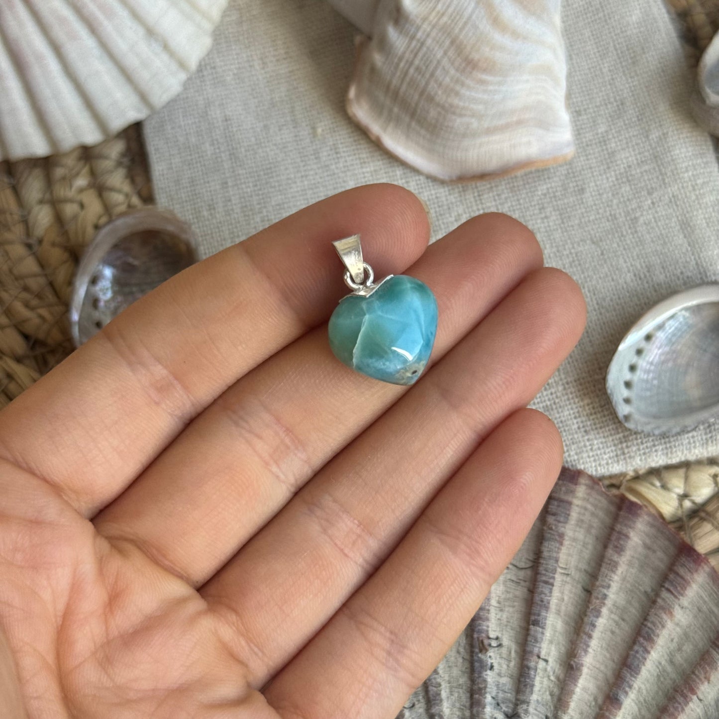 Larimar Herz Anhänger 925 silber ~ Hi41