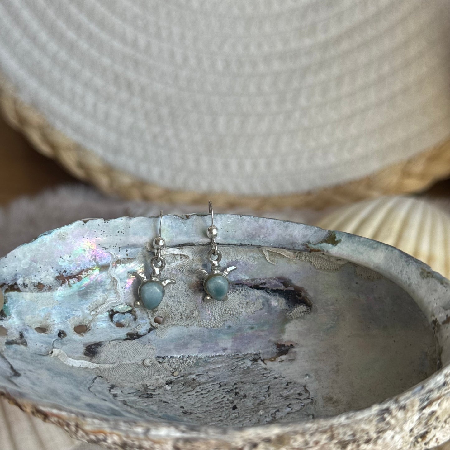 Larimar Schildkröten Ohrringe ~ BU40