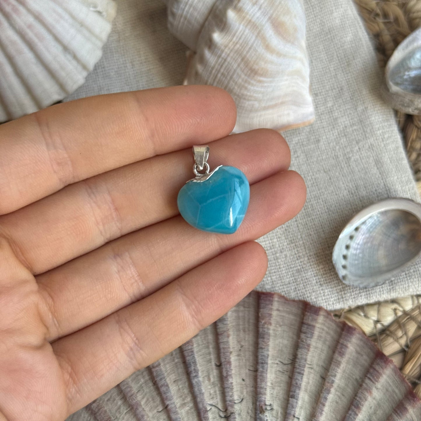 Larimar Herz Anhänger 925 silber ~ HL50