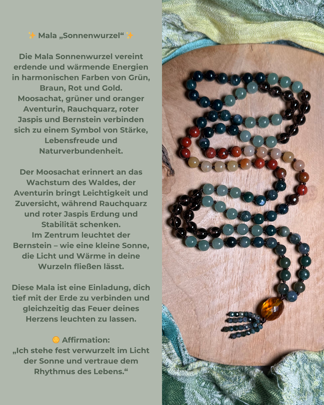 Sonnenwurzel Mala Kette 108 Perlen