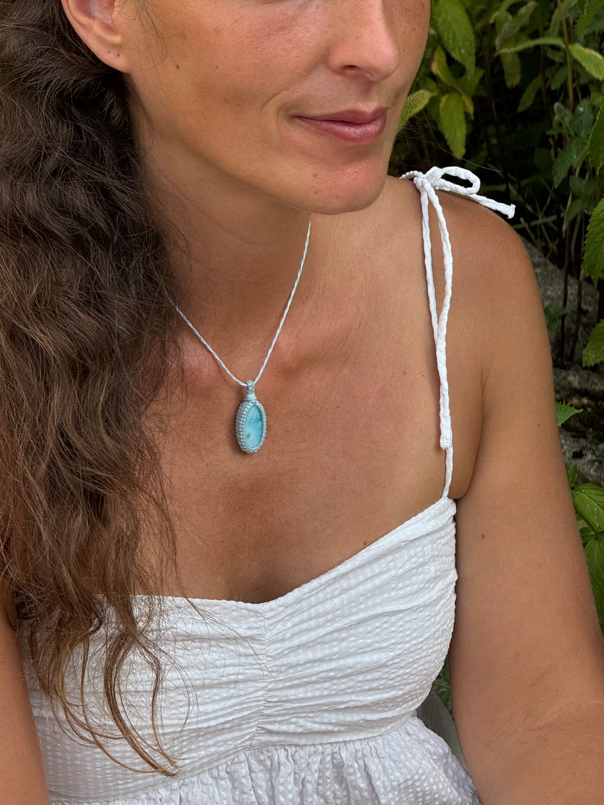 Larimar Makramee Kette ~ Hoffnung