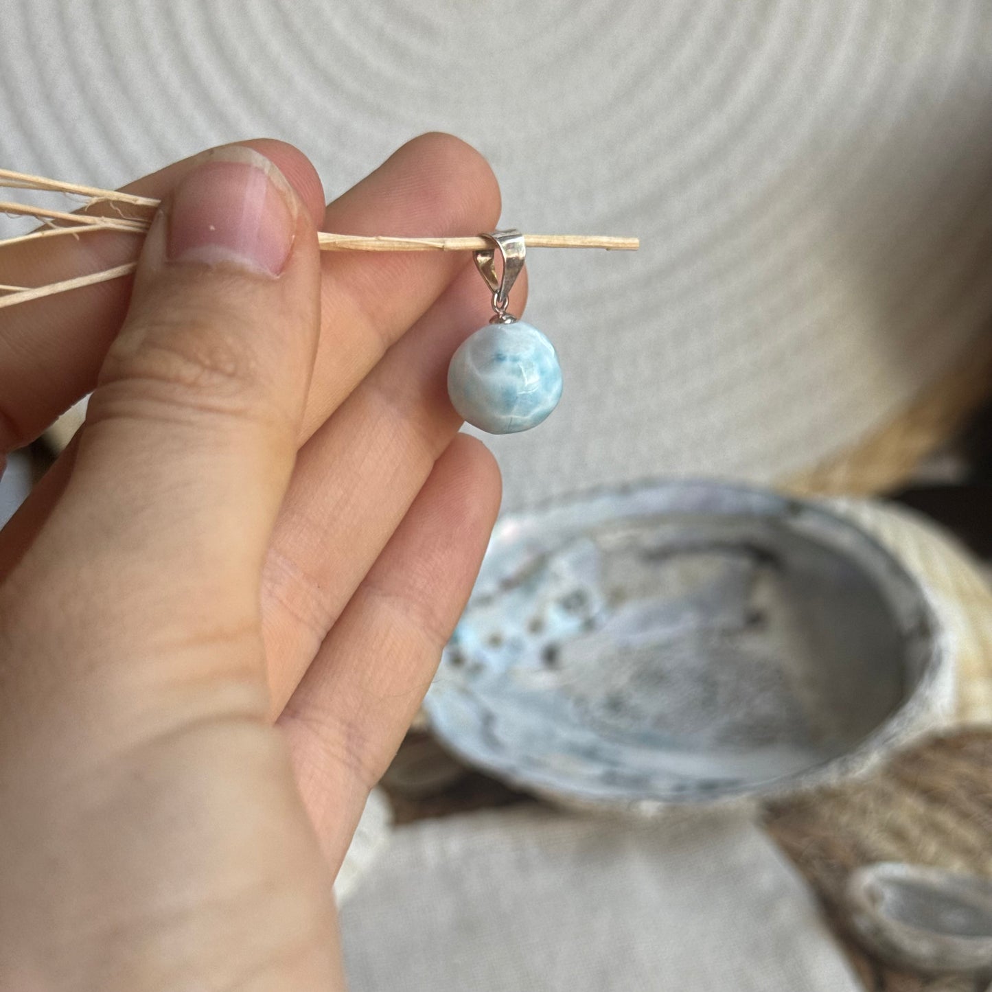 Larimar Kugel Anhänger 925 silber ~ VR42