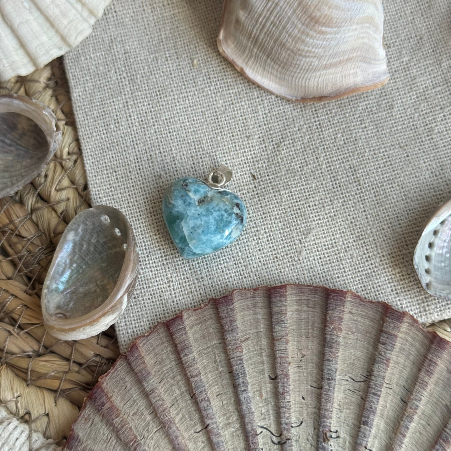 Larimar Herz Anhänger 925 silber ~ HM60