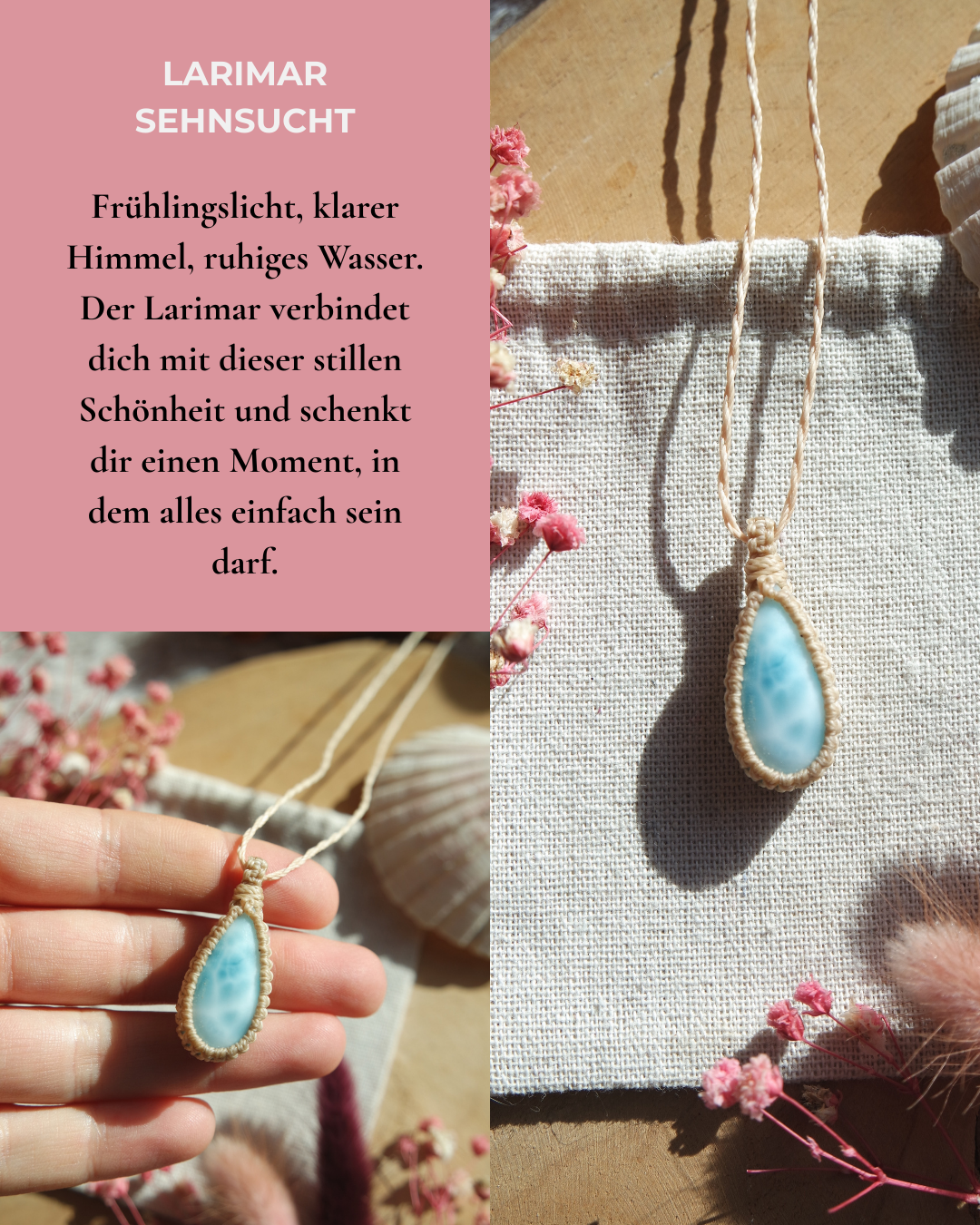 Larimar Makramee Kette ~ SEHNSUCHT