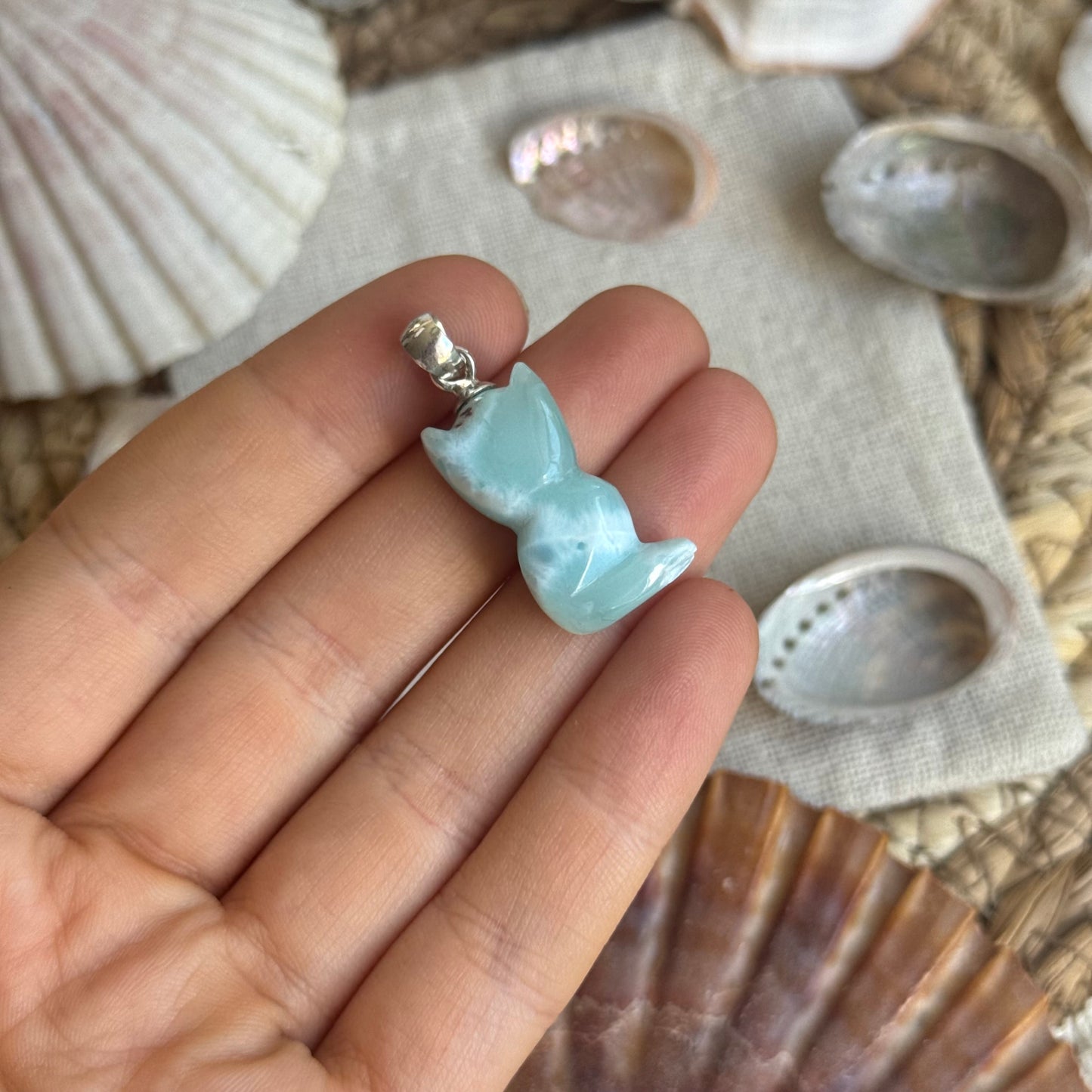 Larimar Katze  Anhänger 925 silber ~ BW60 bware