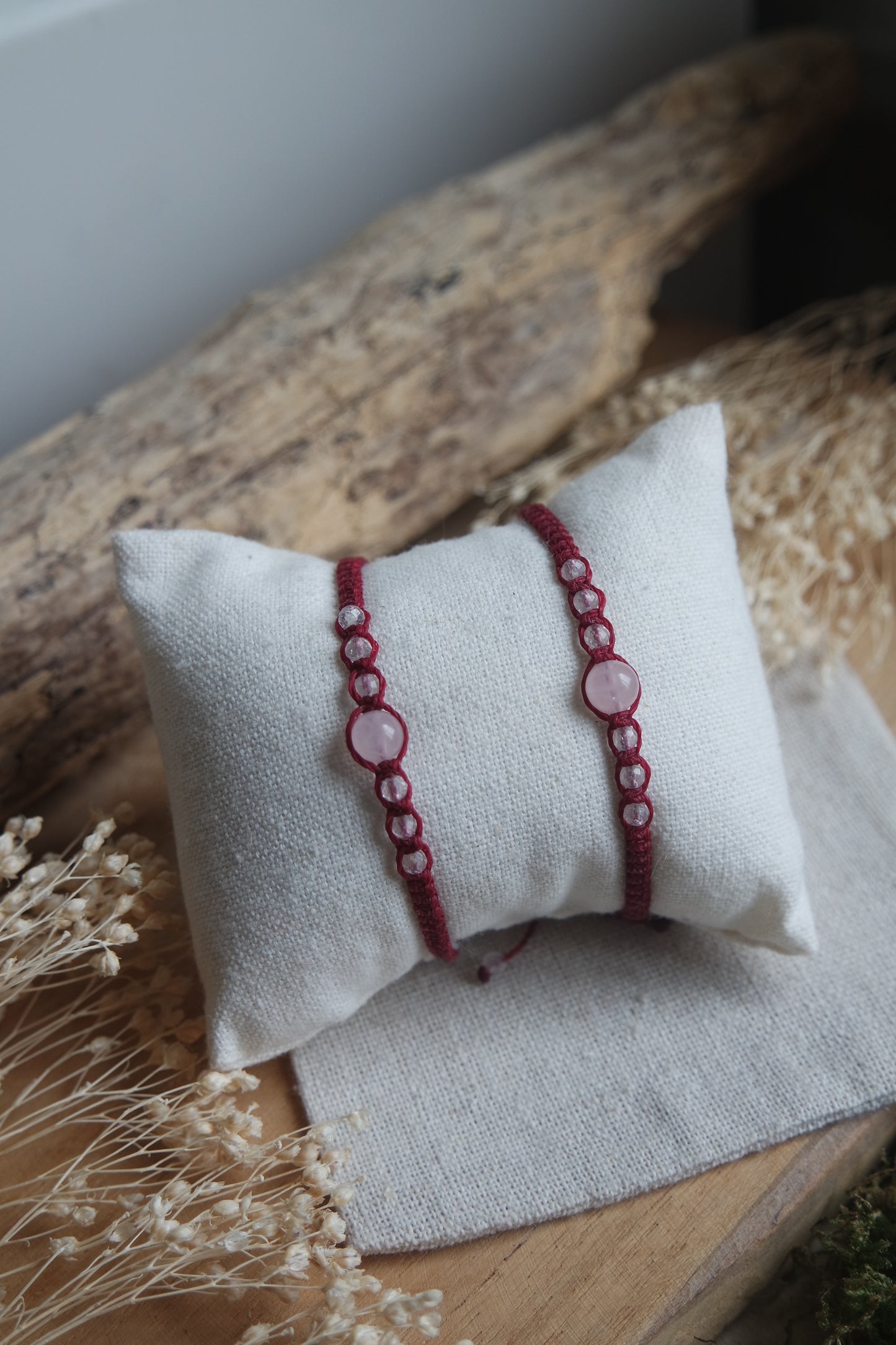 Bergkristall & Rosenquarz Armband