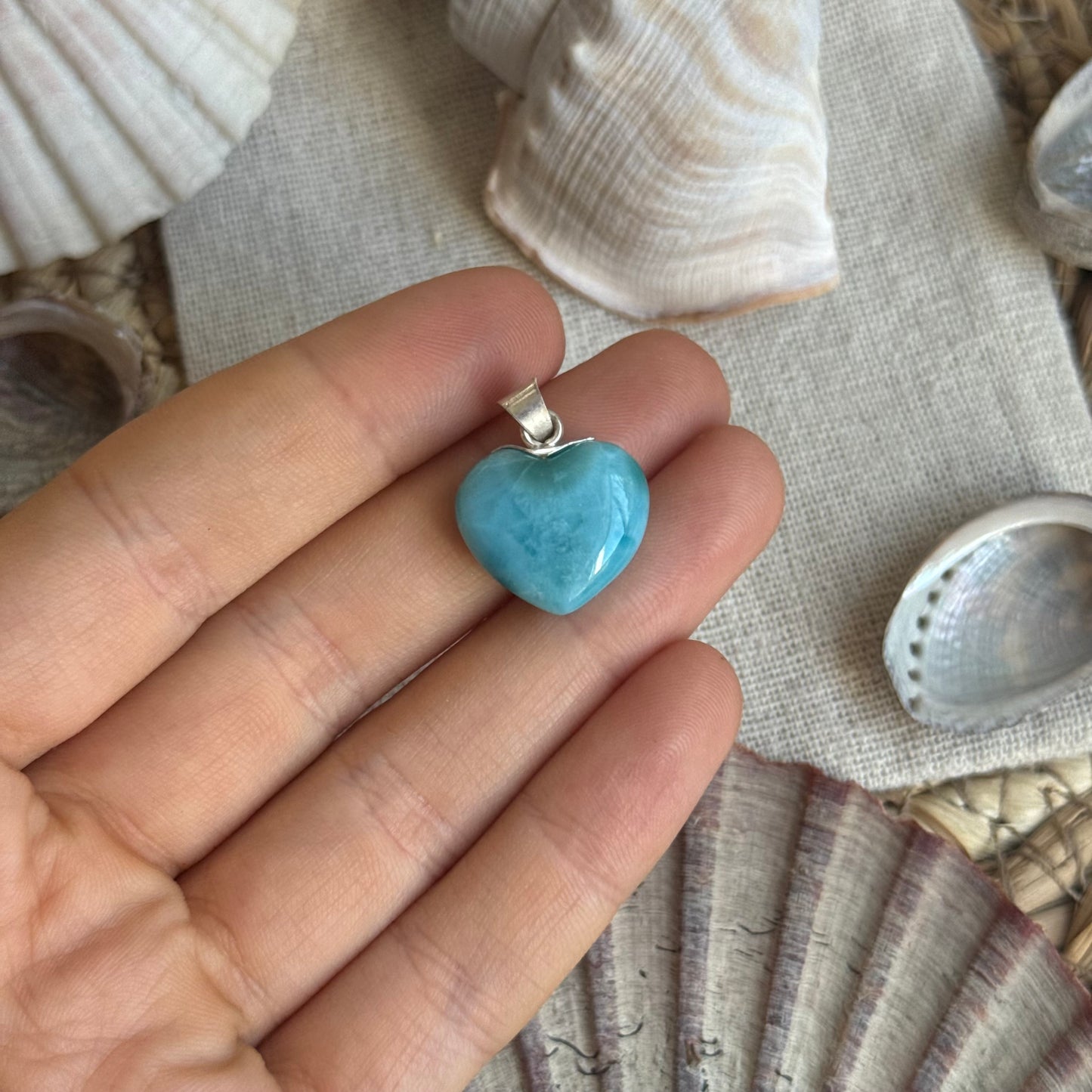 Larimar Herz Anhänger 925 silber ~ HL50