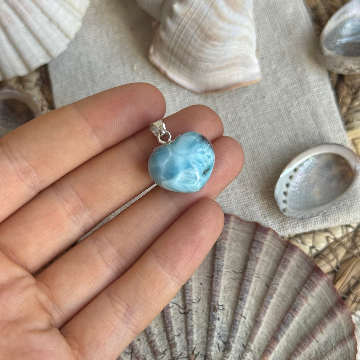 Larimar Herz Anhänger 925 silber ~ HR65
