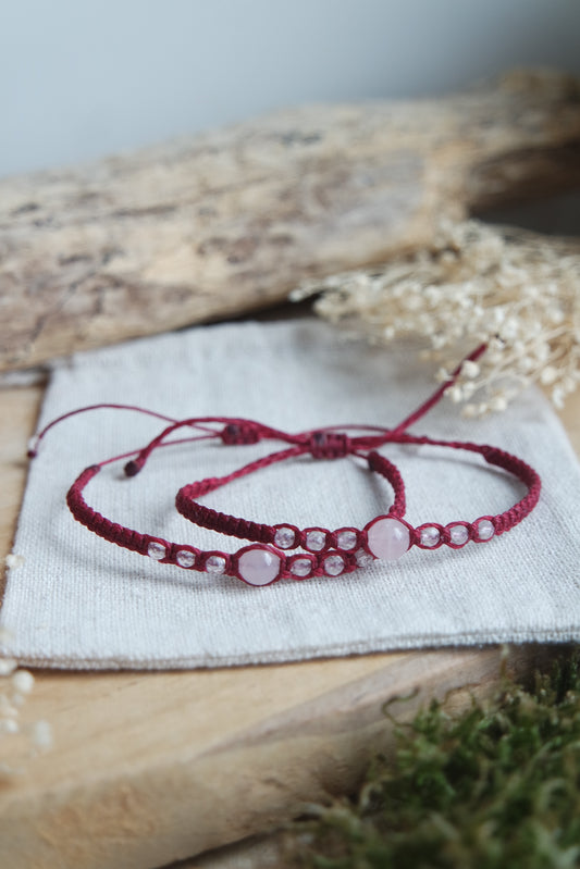 Bergkristall & Rosenquarz Armband