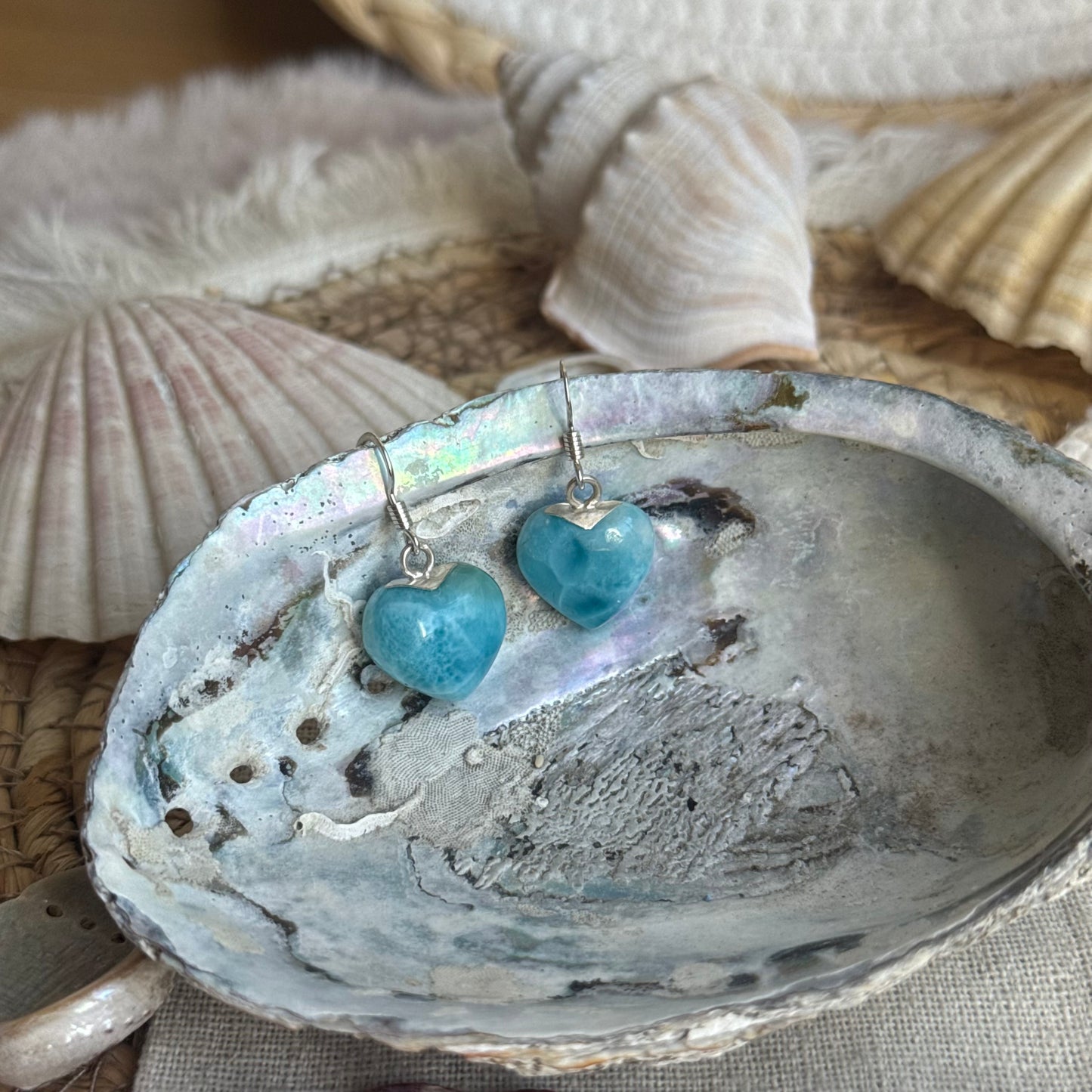 Larimar Herz Ohrringe ~ BN95