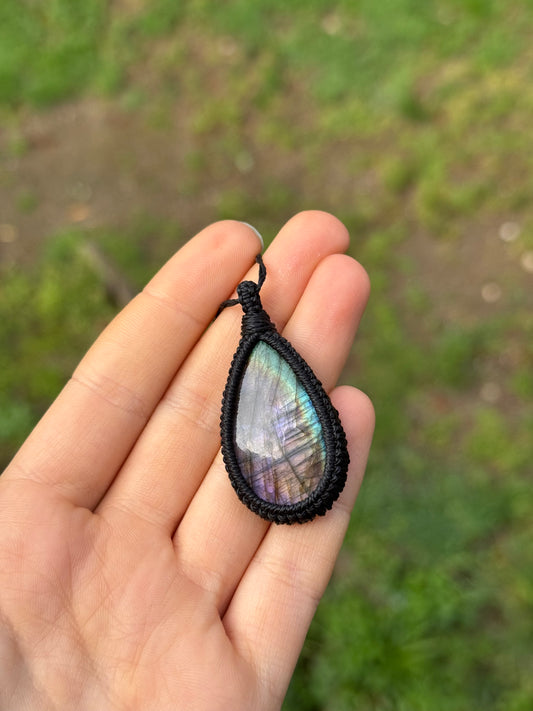 Labradorit Makramee Kette ~ 35f