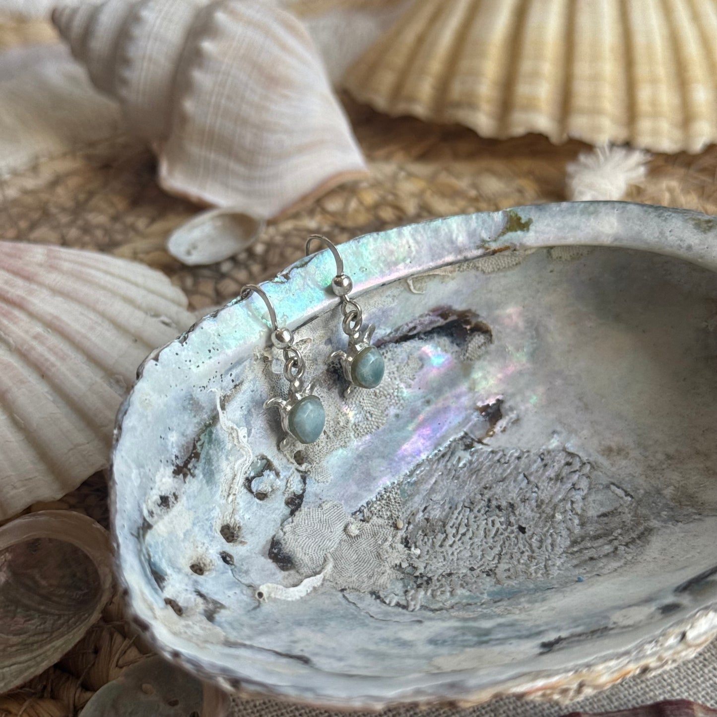 Larimar Schildkröten Ohrringe ~ BU40