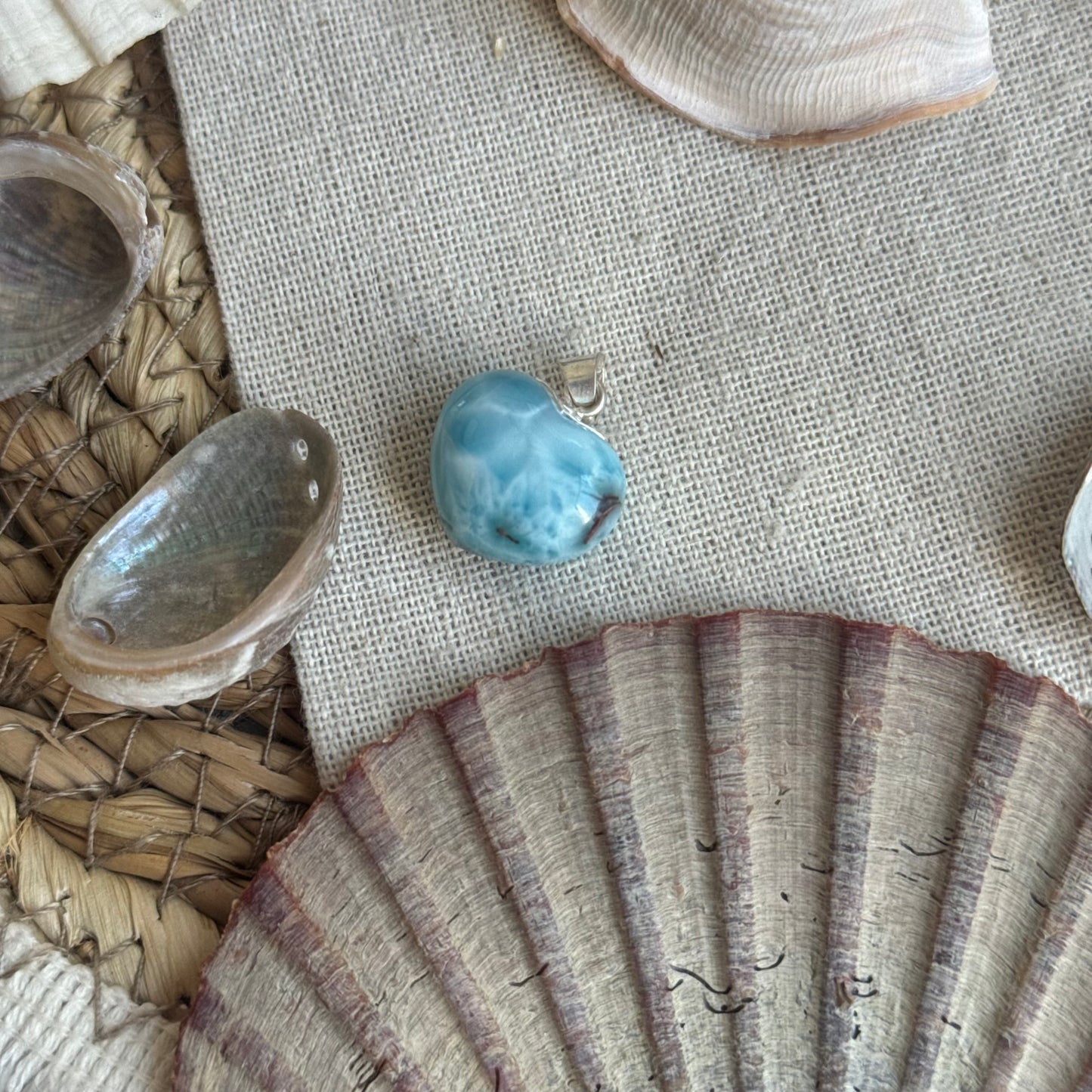 Larimar Herz Anhänger 925 silber ~ HR65